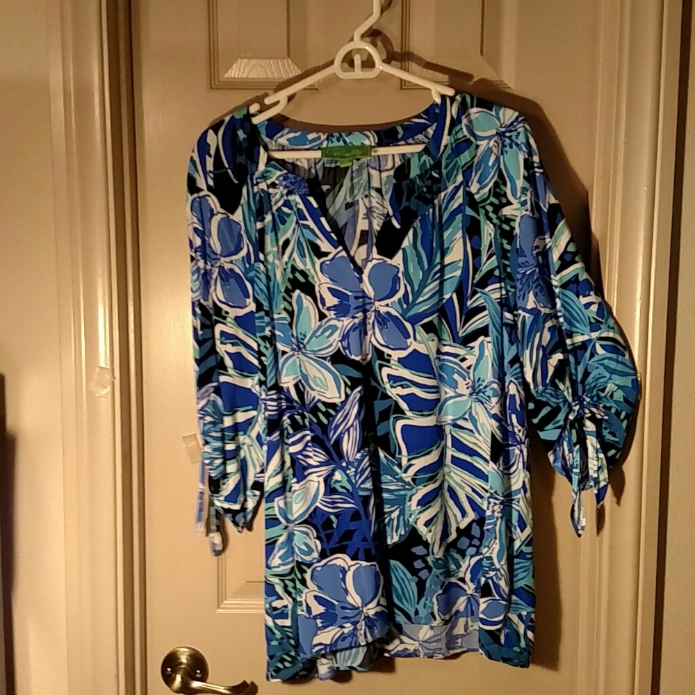 Cappagallo Women's L Blouse Blue floral